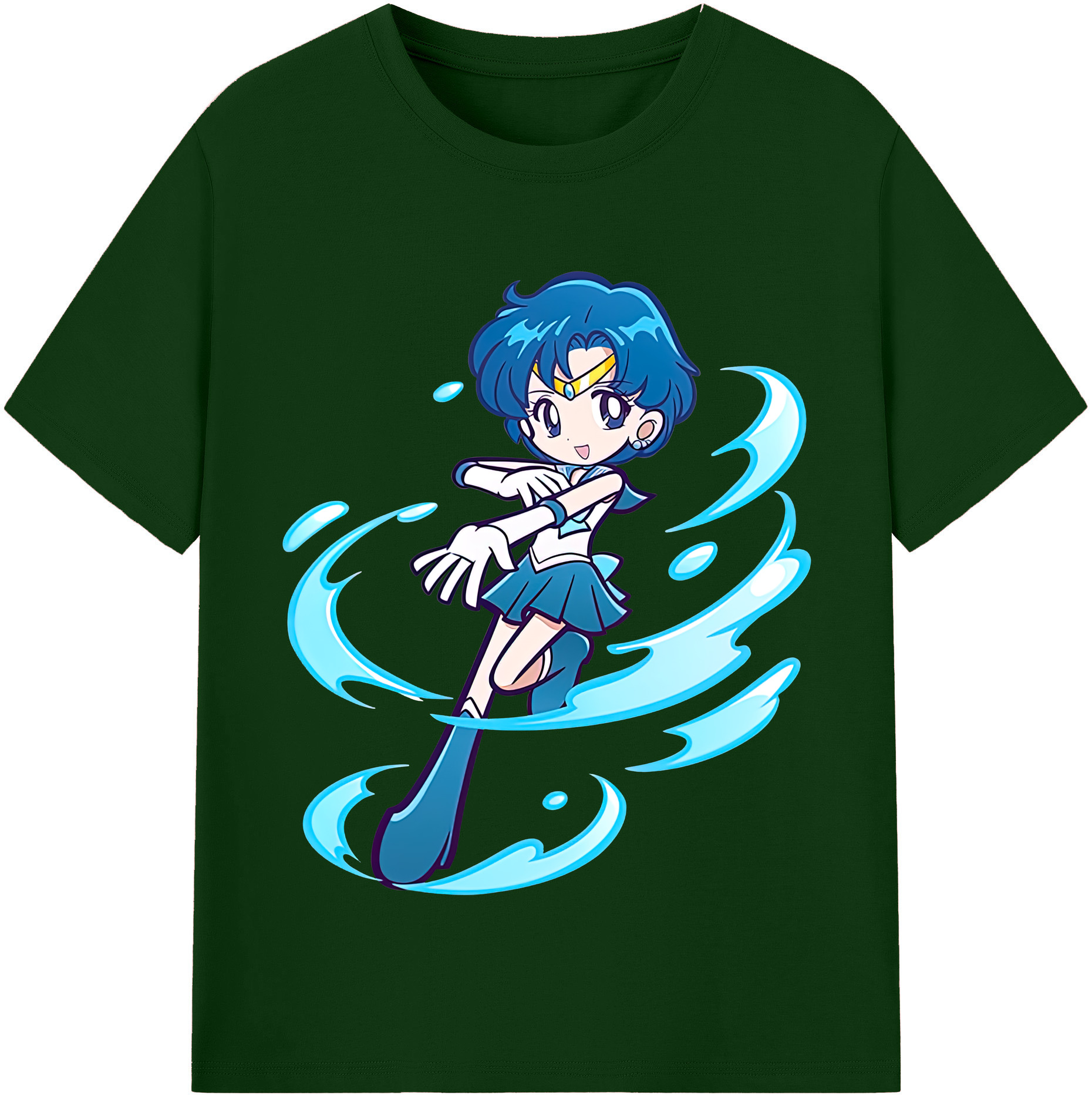 （画像用） 美少女戦士セーラームーン 水野 亜美 みずの あみ Sailor Moon Mizuno Ami 綿100％半袖Tシャツ（フロントプリント）